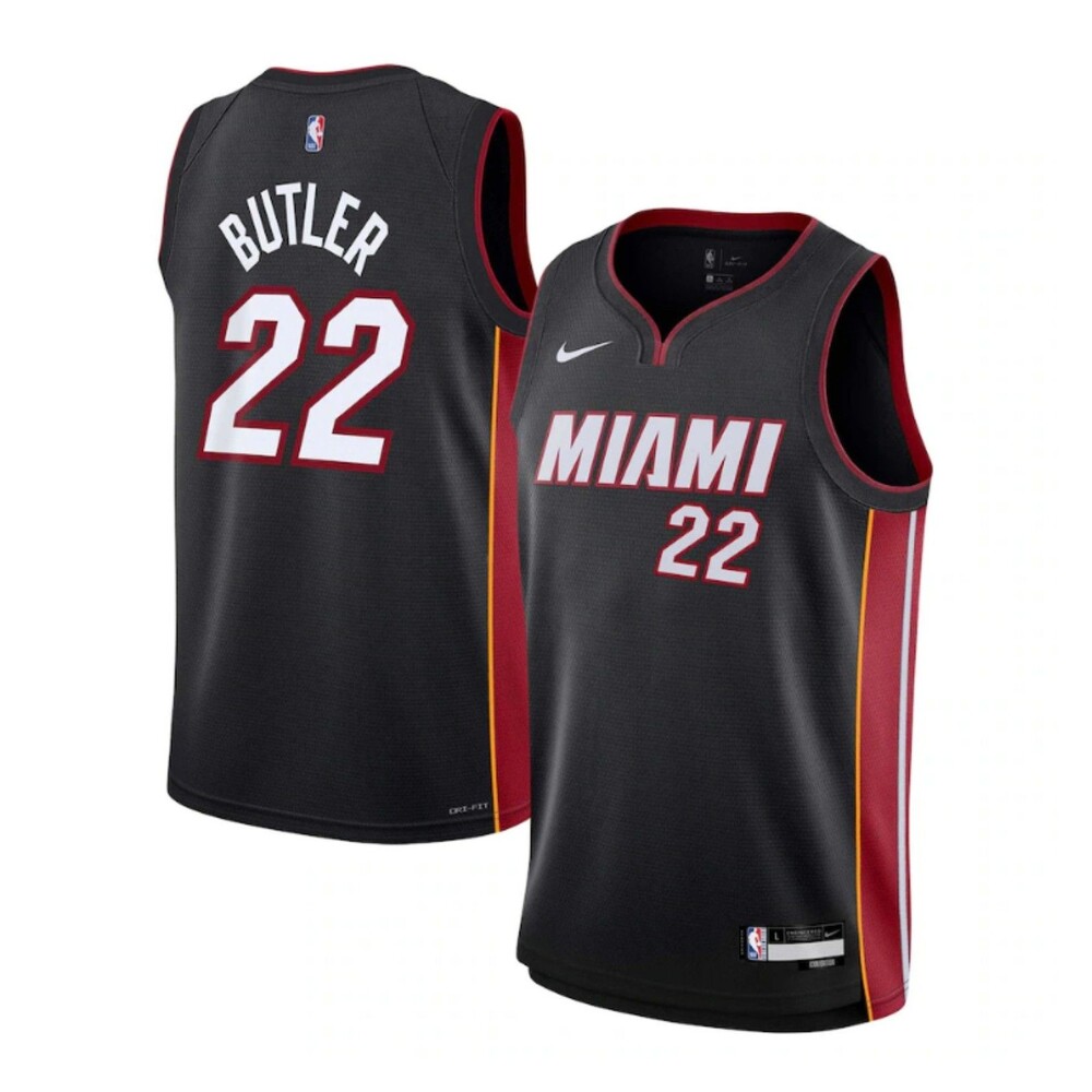 Youth Nike NBA Miami Heat Butler Basketball Jersey Black Red Youth Medium